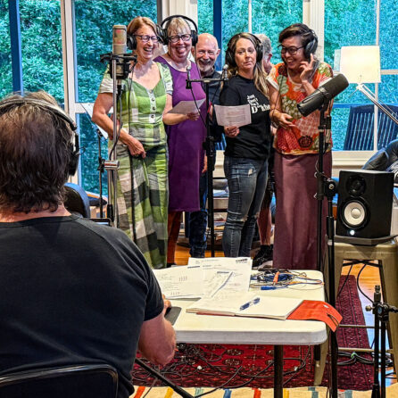 2025: Winsome Hall, Dallas da Brabander, PC, Jo Caseley, Chris Downie and Tina Watson building backing vocals on Burden of Hope